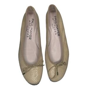 Paul Mayer Attitudes Women's Ballet Flats 8.5 B Country Beige Textured Leather